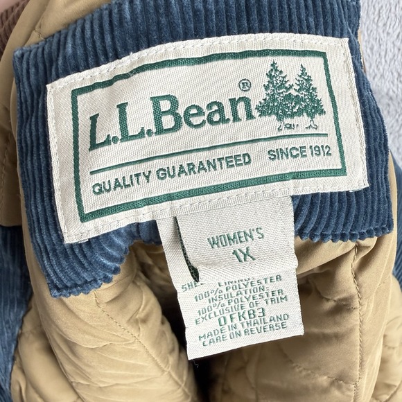 L.L. Bean Corduroy Barn Work Coat Chore Jacket Womens 1X Teal Quilted VTG 90s - Picture 9 of 12